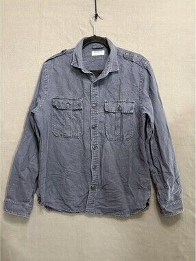 Express L Gray Utility Button-Up Shirt Jacket Light Blue